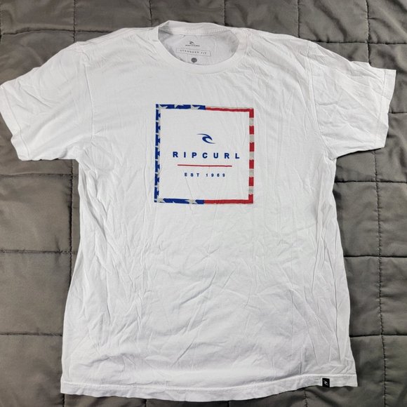 Rip Curl Anthem Mens Large White Shirt Standard Fit Short Sleeve Casual Comfrt - Picture 1 of 9